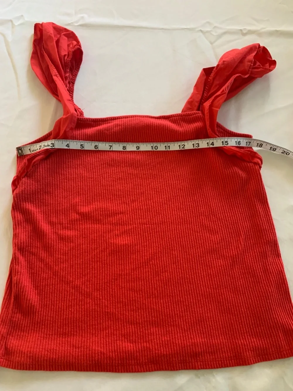 A New Day Rocker Red Ribbed Square-Neck Flutter-Sleeve Top XL - Picture 6 of 6